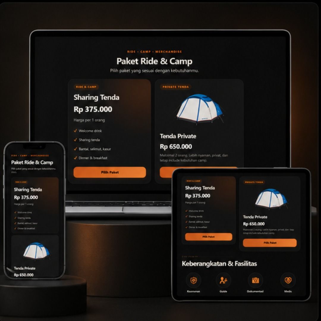 Responsive package website RORI Bandung desktop tablet smartphone