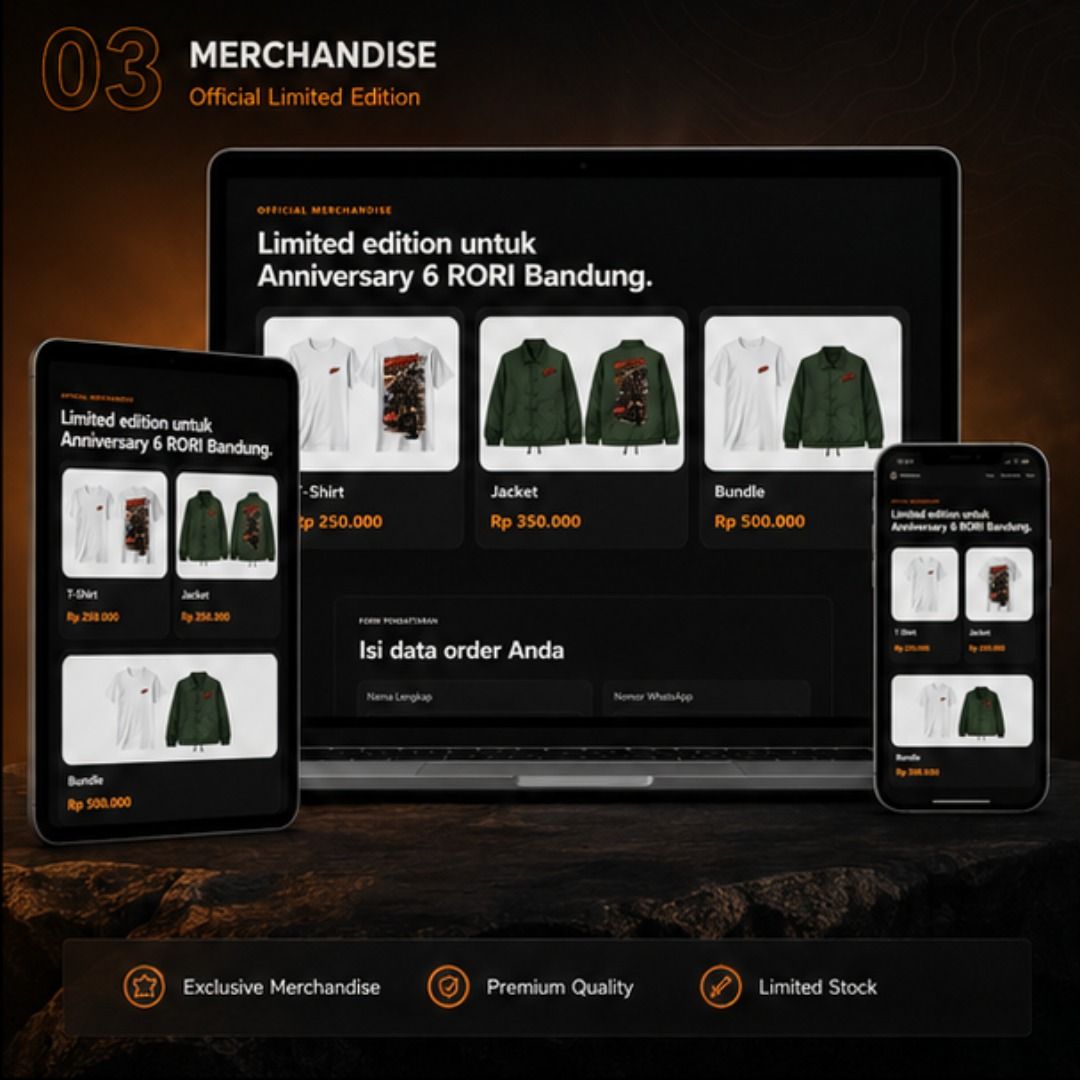 Merchandise Anniversary RORI Bandung pada website