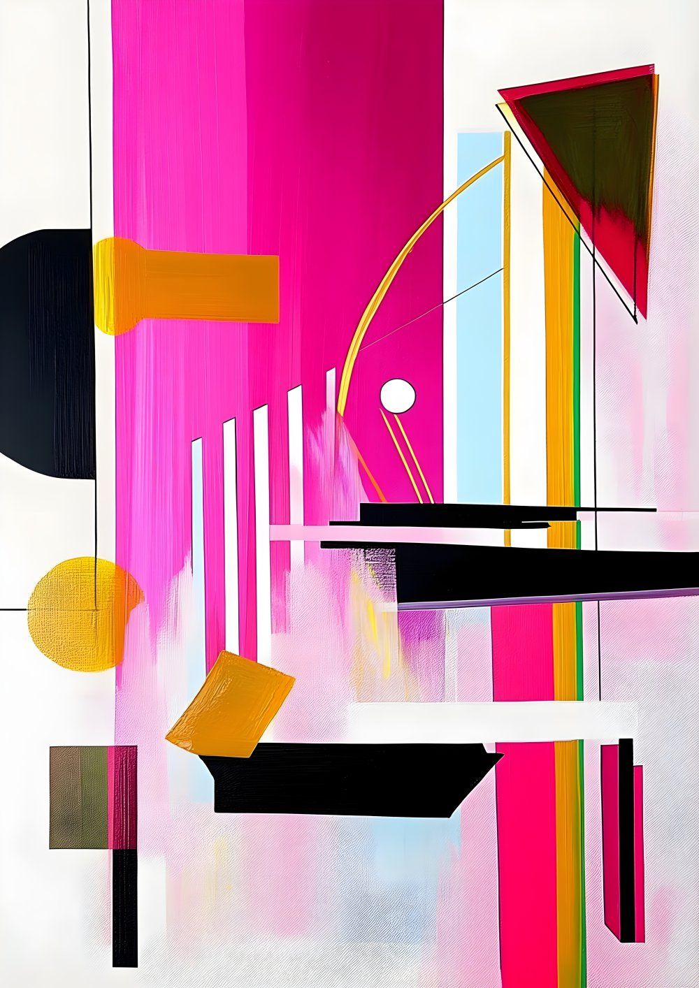 Konten Abstrak dengan Warna Pink, Hitam, dan Putih