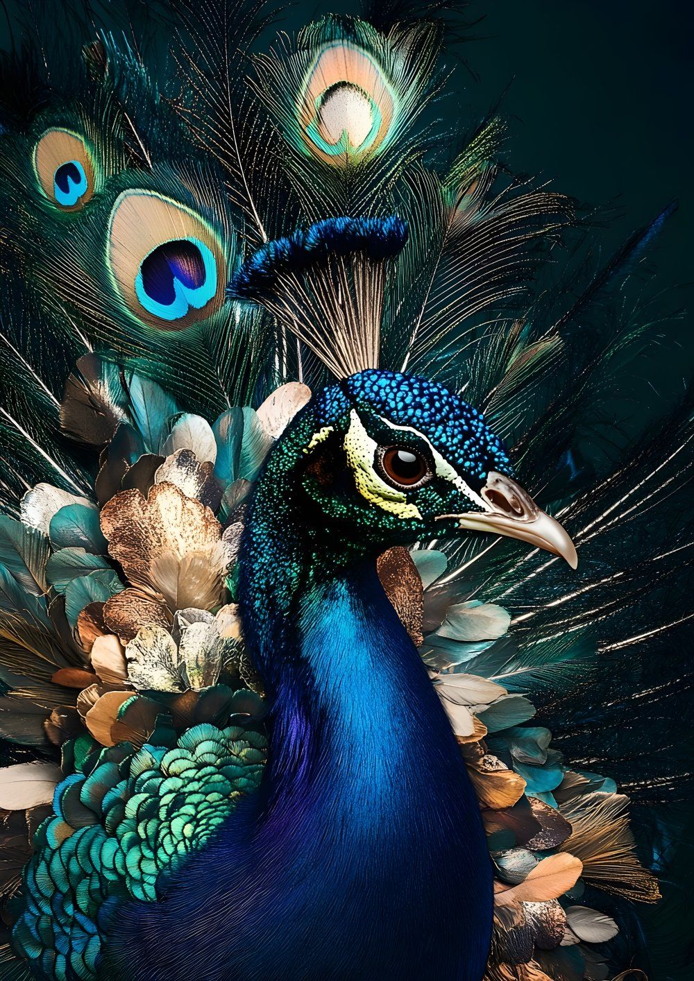 Konten Burung Peacock dengan Plumage Warna