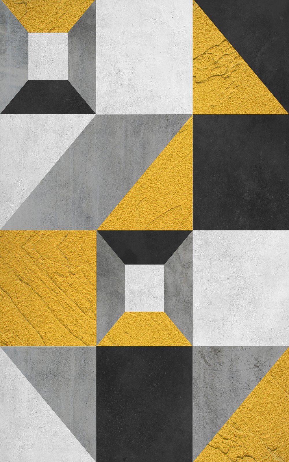 Konten Geometris Hitam Putih Kuning