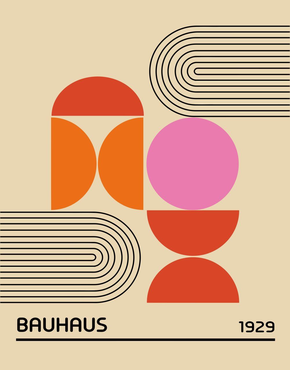 Konten Grafis Bauhaus dengan Geometri