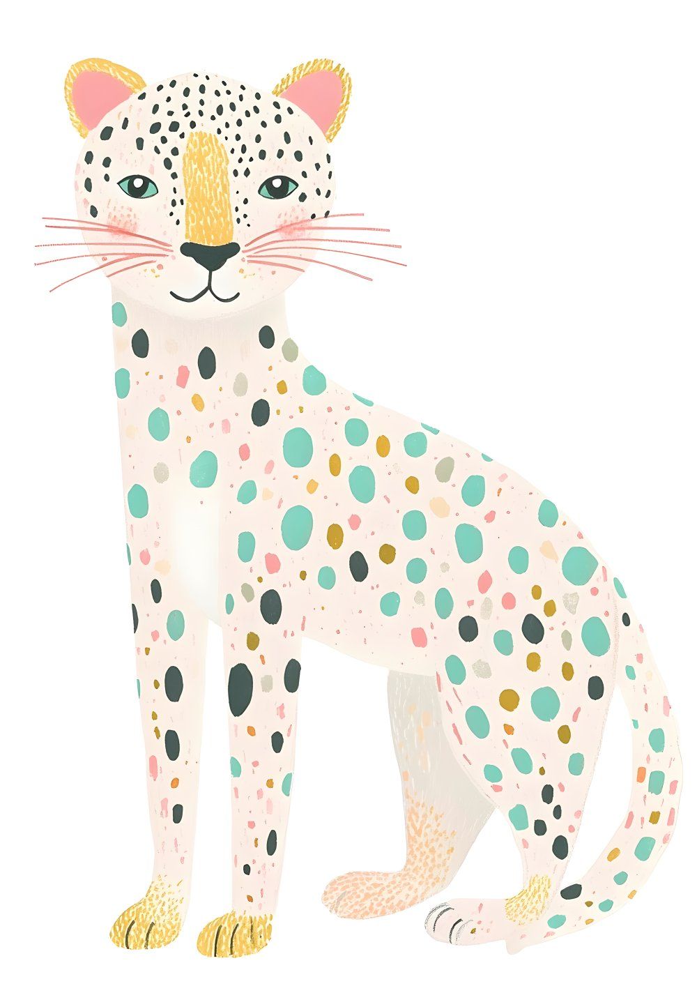 Konten Ilinustrasi Leopard dengan Warna