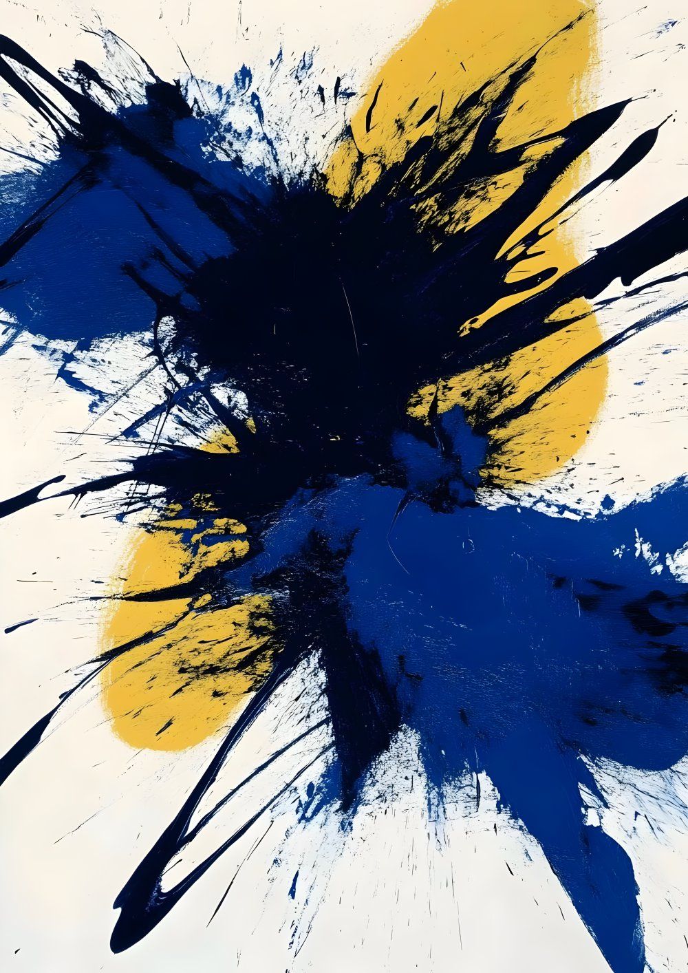 Konten Kerutan Cat Biru dan Kuning