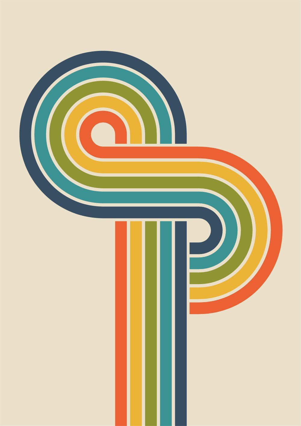 Konten Poster P Stylized dengan Garis Diagonal Warna Hiasan