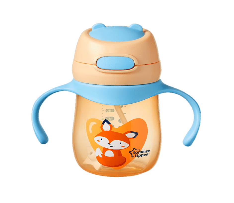 Children Straw Cup No Spill Flip-It Transparent Cartoon Pattern