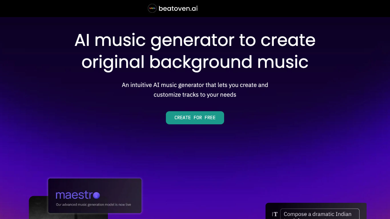 Beatoven AI product preview