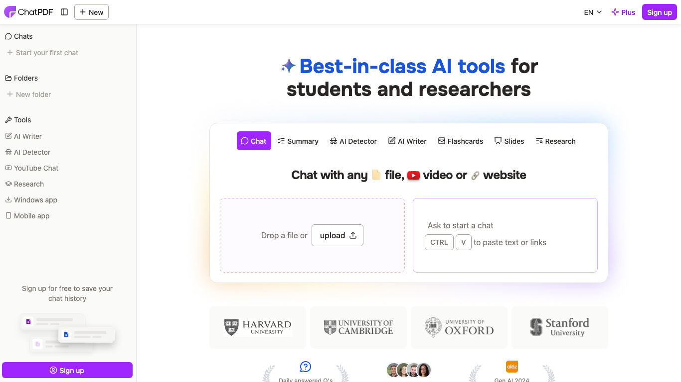 ChatPDF product preview