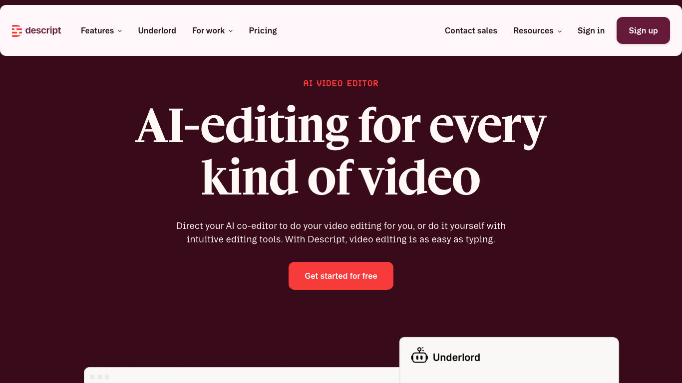 Descript product preview