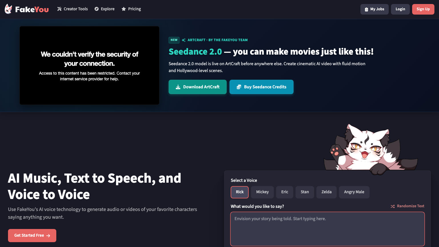 FakeYou product preview