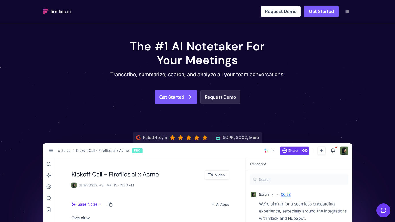 Fireflies.ai product preview