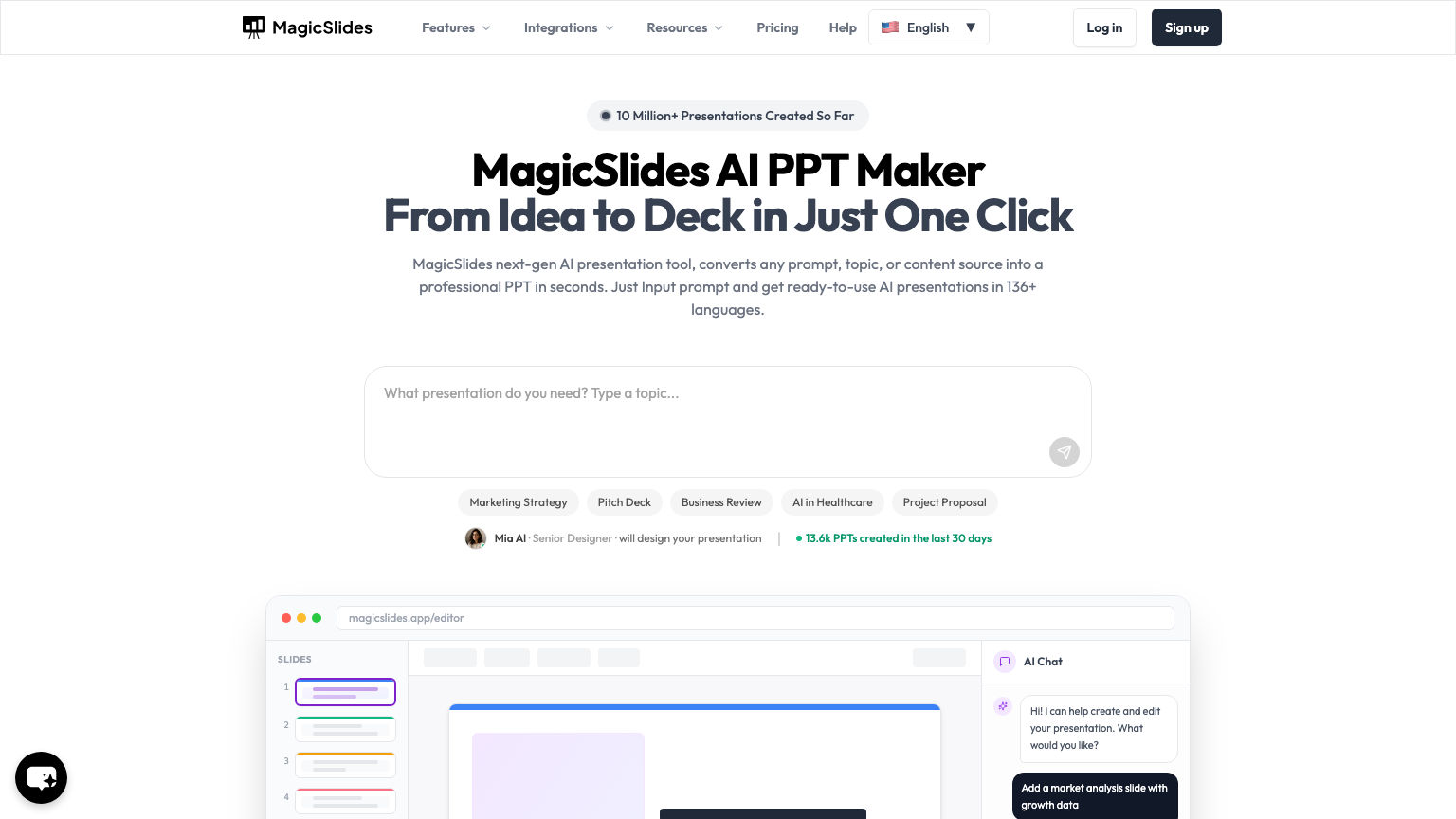 MagicSlides AI product preview