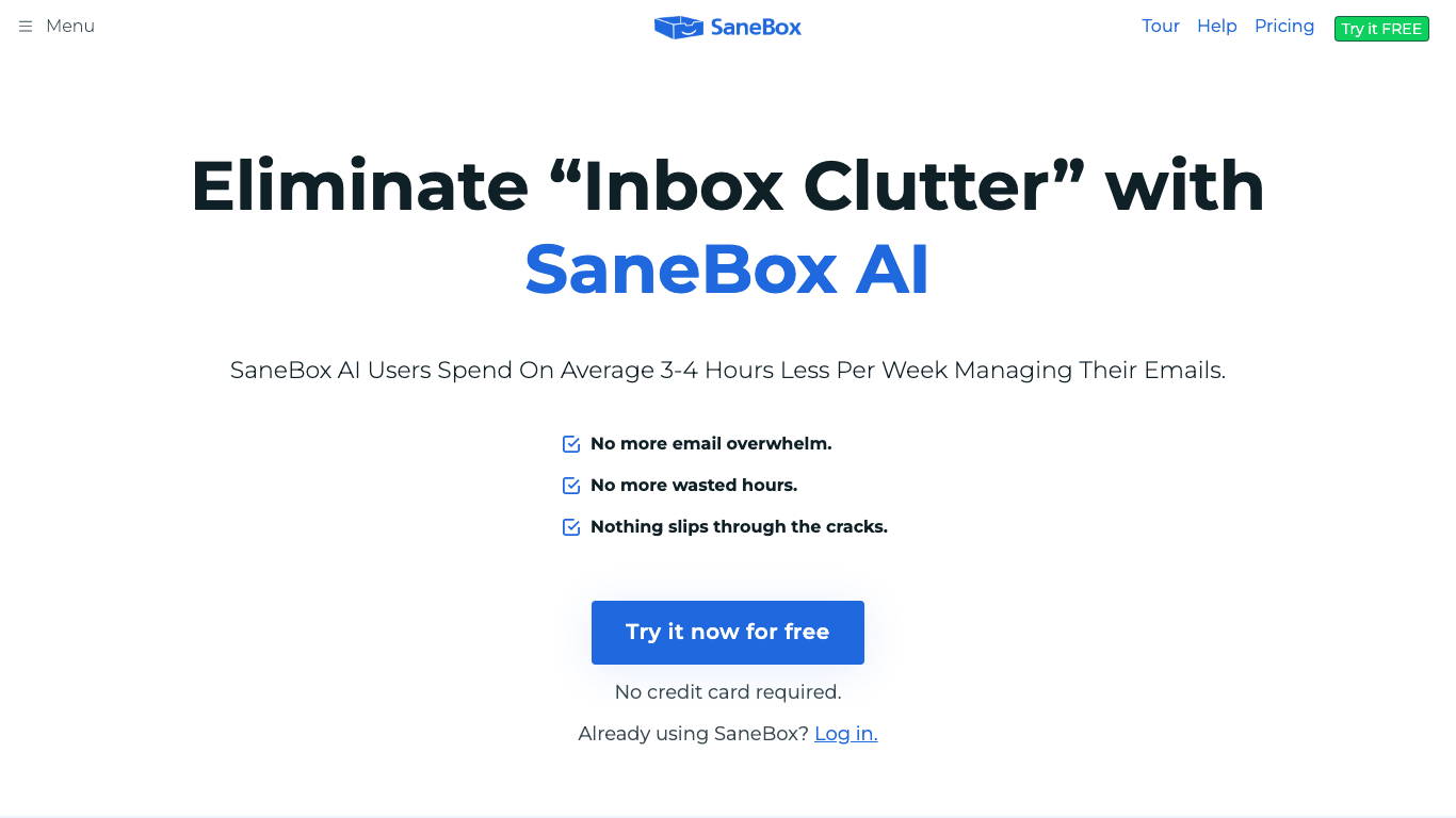 SaneBox product preview