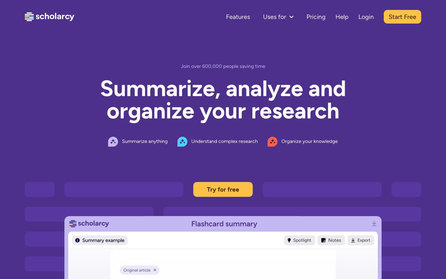 Scholarcy product preview