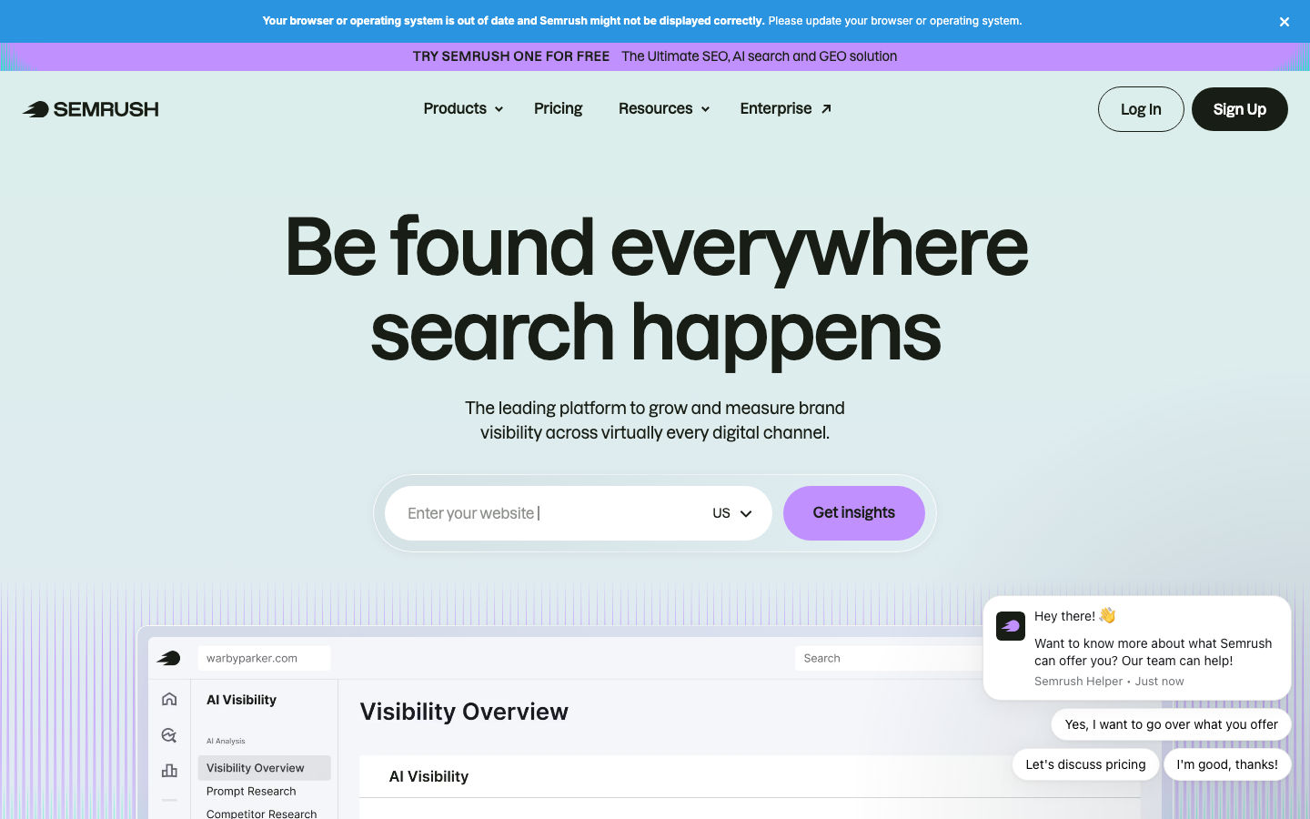 Semrush product preview