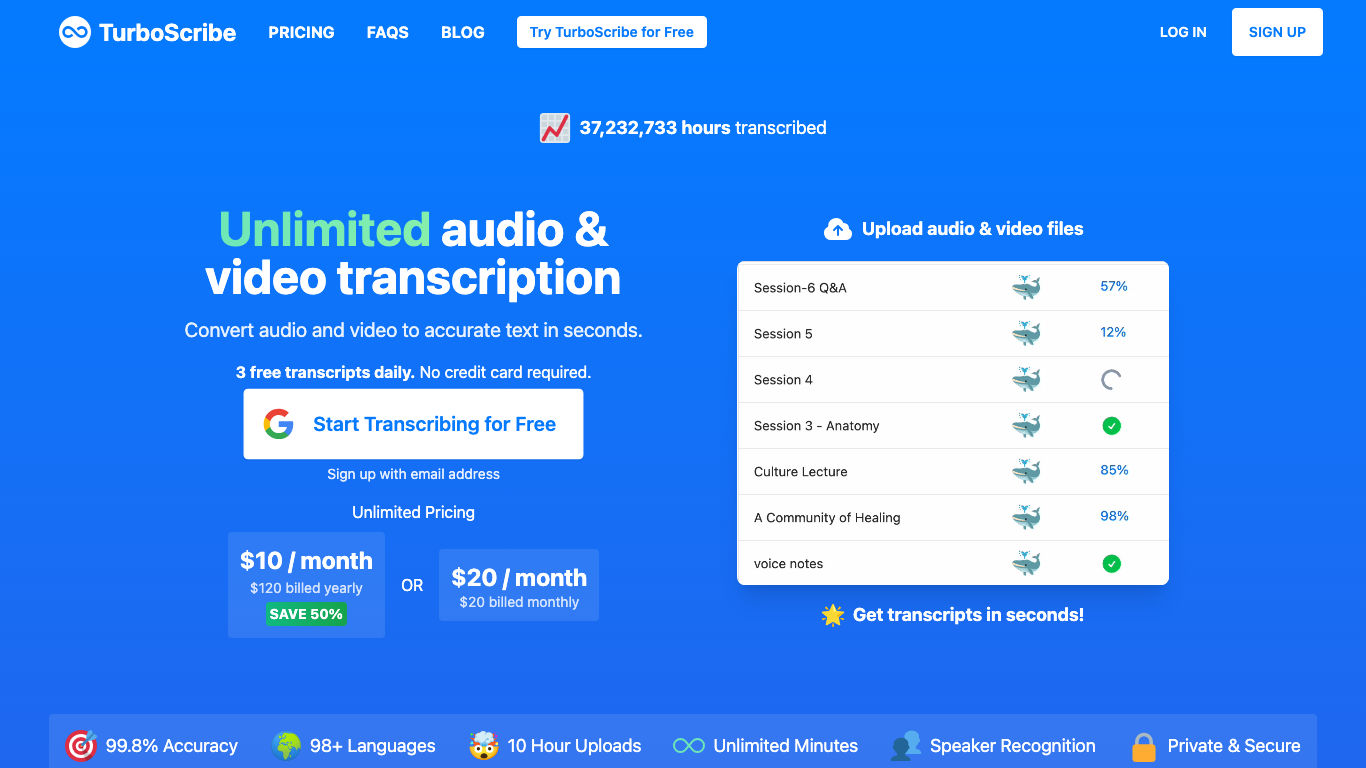 TurboScribe product preview