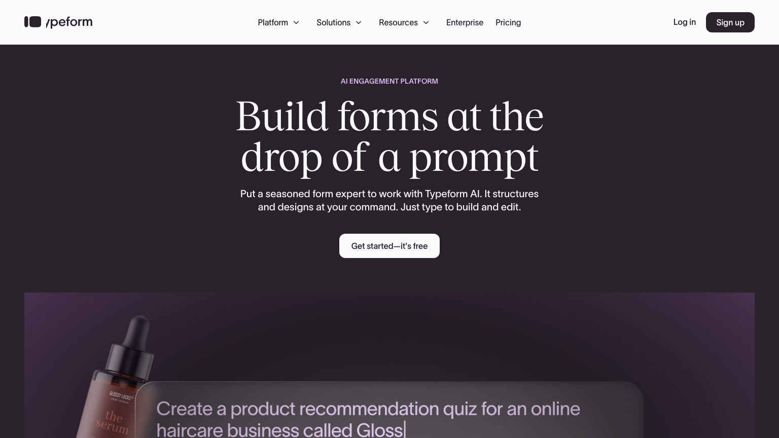 Typeform product preview