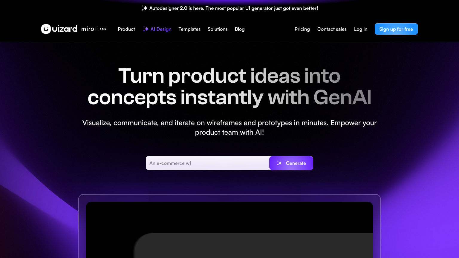 Uizard product preview