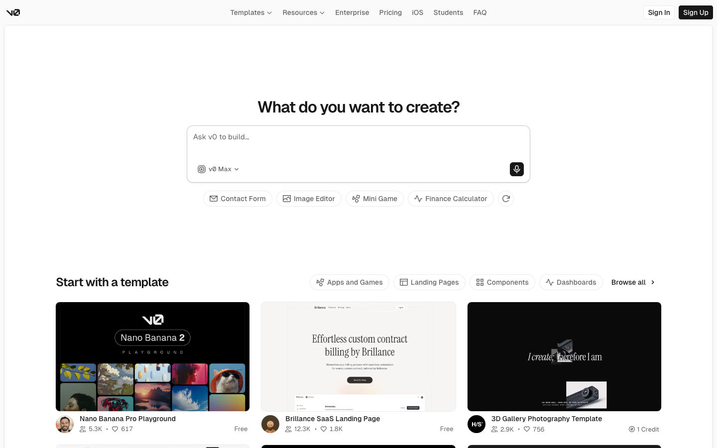 v0 by Vercel product preview