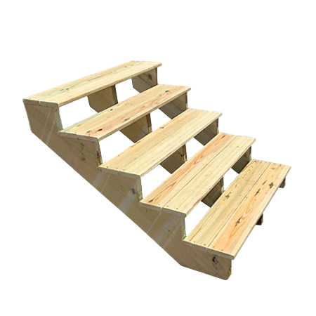 5 Tread Assembled Treated Wood Steps