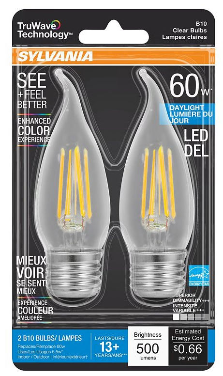 Natural LED Light Bulb- Decorative - Flame Tip - 5.5 W - 2 Pack at ...