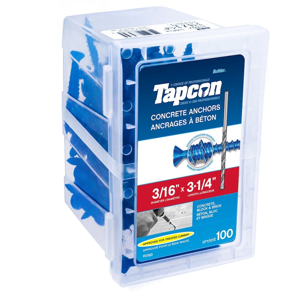 Tapcon 3/16" x 3-1/4" Climaseal Blue Concrete Phillips Head Screws 100 ...