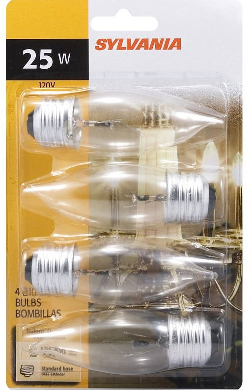 Incandescent Light Bulb- 25W- Clear - 4 pack at Dufrene Building ...