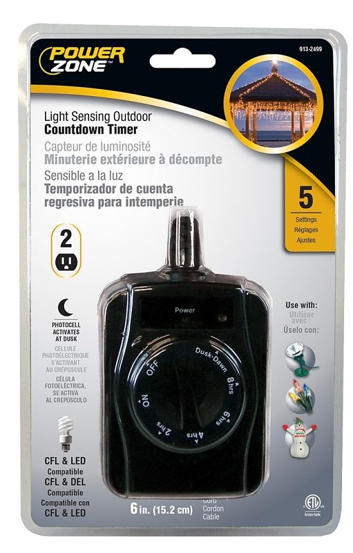 2-Outlet Countdown Timer Photocell Outdoor at Belletetes | Timers - Outdoor