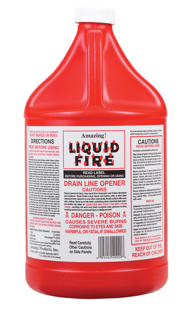 Liquid Fire 128 oz. Drain Opener at Discount Builders Supply & Hardware ...