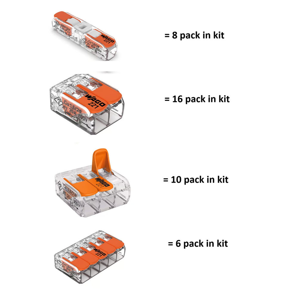 Wago 221 Lever Nuts 175pc Wire Connector Assortment Pack