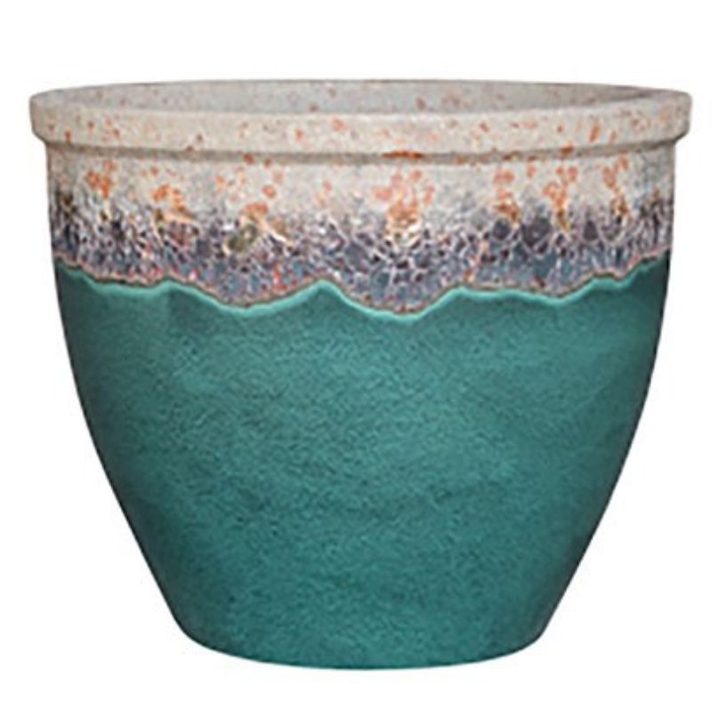 Michael Carr 16 in. Flat Rim Planter Volcanic Falling Green at Moscow ...