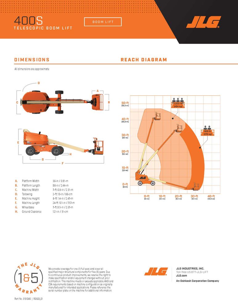 40' Jlg 400S Telescopic Boom Rental - 4-Hour at Doug Ashy Building ...