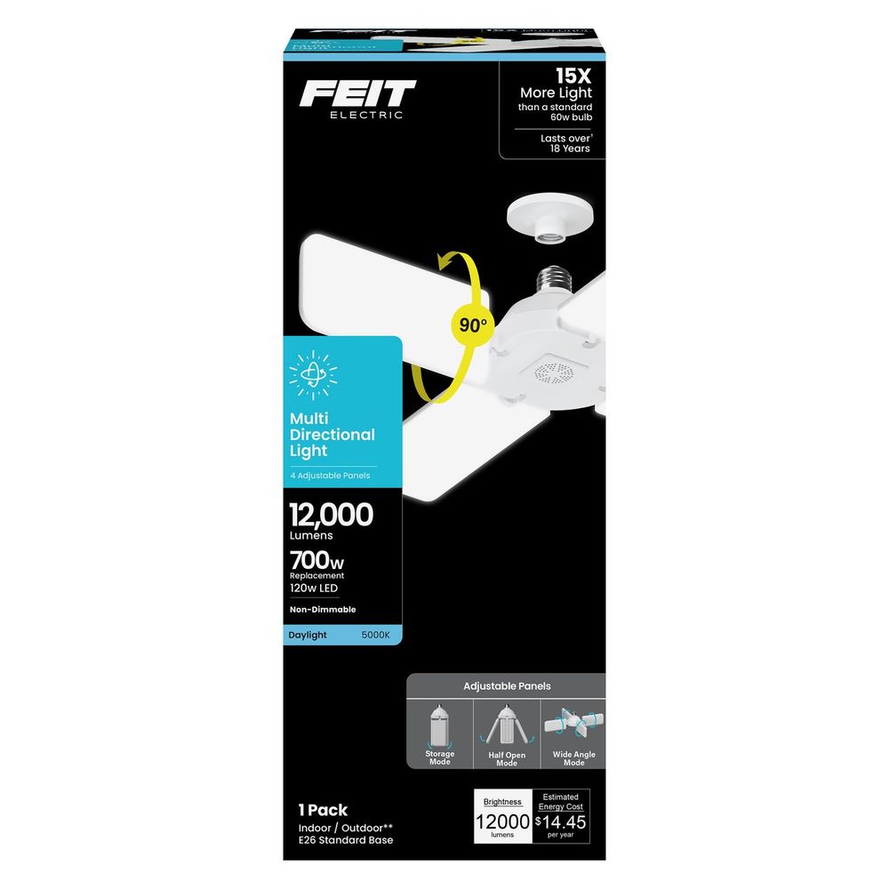 Feit LED Garage Light 4 Panel Adjustable Multi-Directional E26