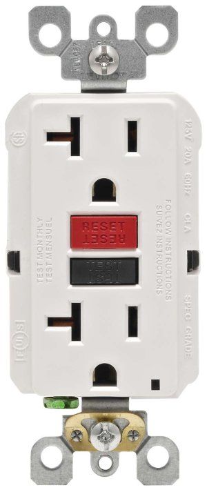 GFCI Duplex Receptacle Outlet with Red/Black Buttons White at Discount ...
