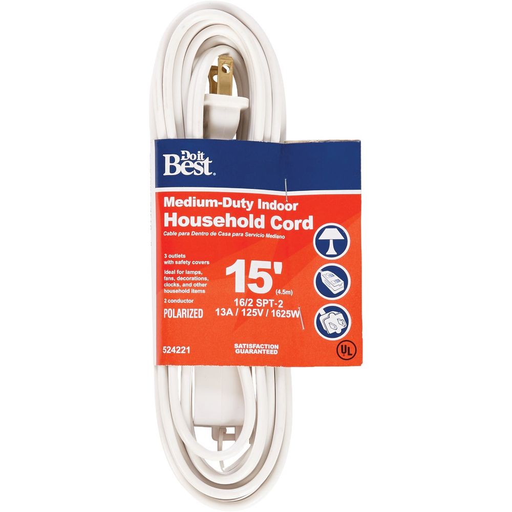 Do it Best 15 Ft. 16/2 White Cube Tap Extension Cord at Tahlequah