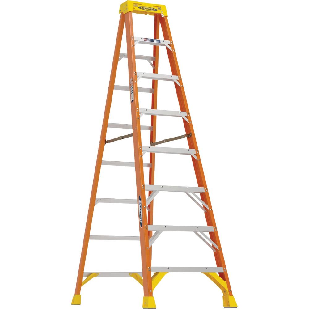 werner laddee ステップラダー Werner 8 Ft. Fiberglass Step Ladder with 300 Lb. Load Capacity