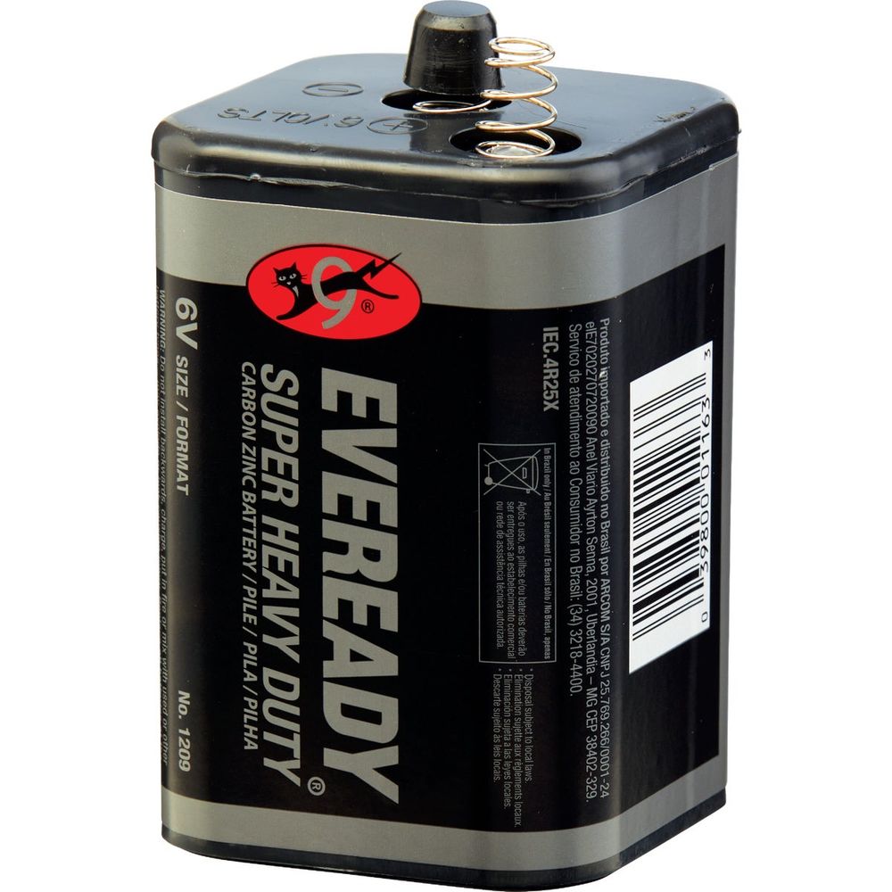 Super Heavy-Duty 6V Spring Terminal Carbon Zinc Lantern Battery at