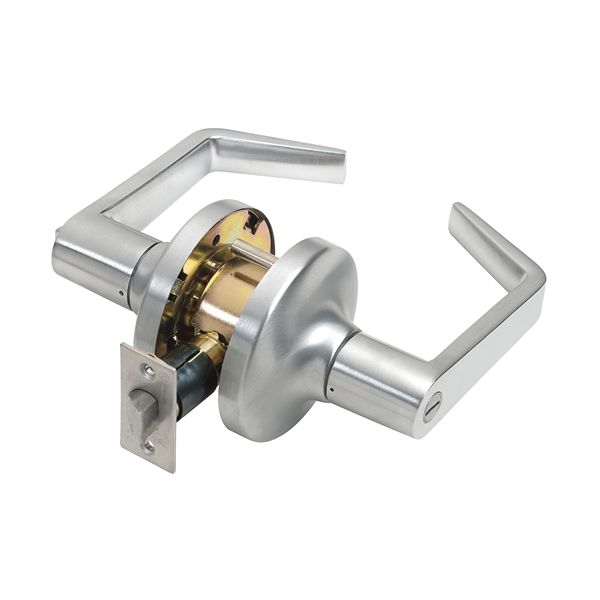 Tell Manufacturing CL100016 Privacy Lever, Pushbutton Lock, Satin