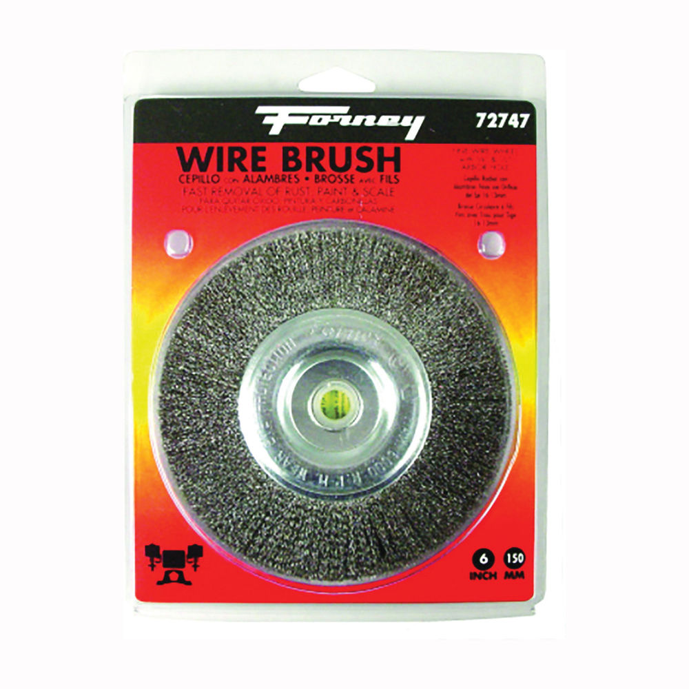Forney 72747 Wire Wheel Brush, 6 in Dia, 1/2 to 5/8 in Arbor/Shank