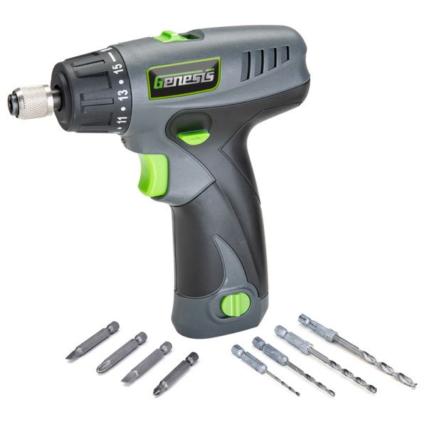 Genesis GLSD08B Screwdriver, Battery Included, 8 V, 1300 mAh, 1/4