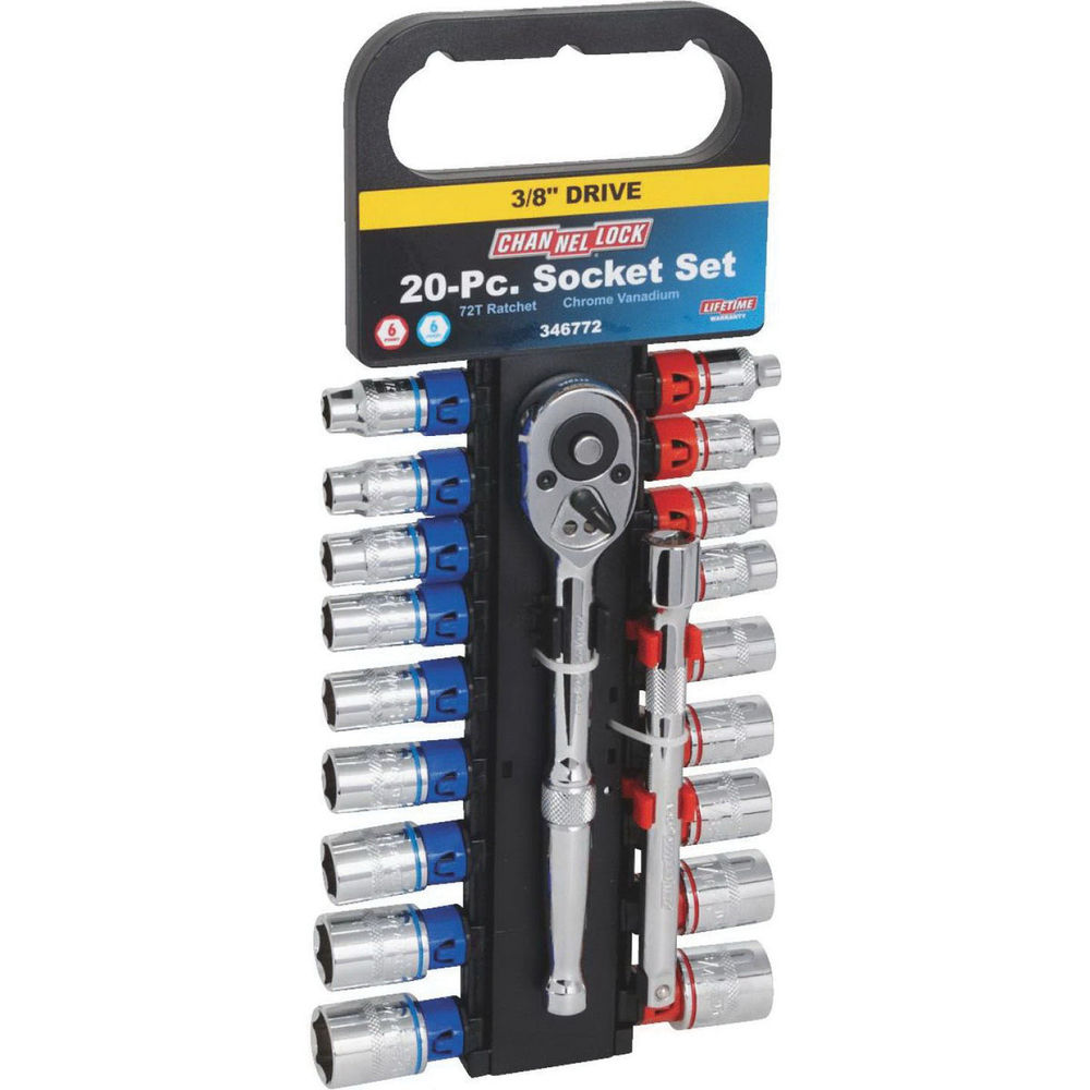Channellock 346772 Series Socket Set, Vanadium Steel, Chrome at