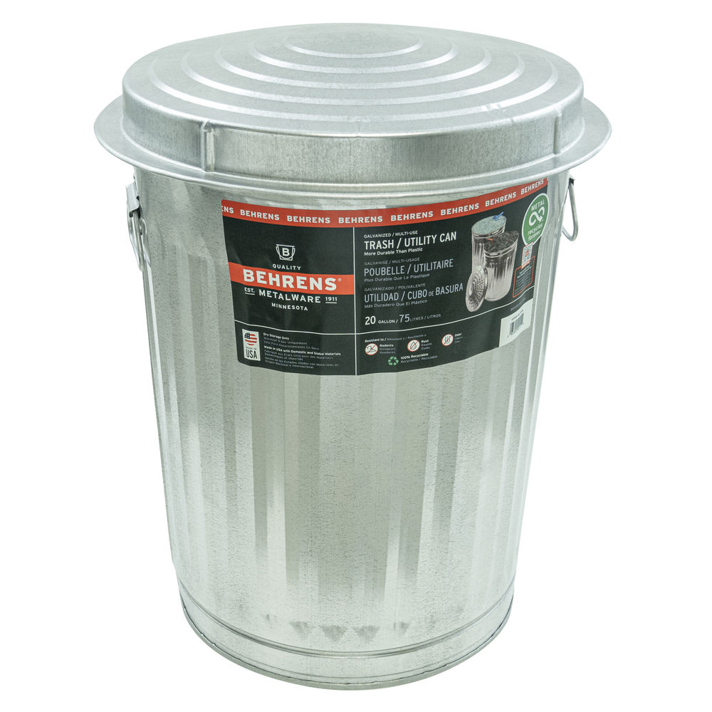 グレー　HUMANMADE STEEL TRASH CAN 即完売 Behrens 1211 Trash Can, 20 gal Capacity, Steel at Norfolk Hardware