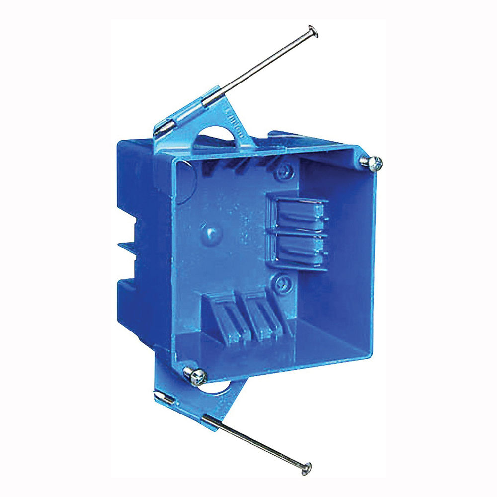 Carlon B432A-UPC Outlet Box, 2-Gang, Thermoplastic, Blue, Captive