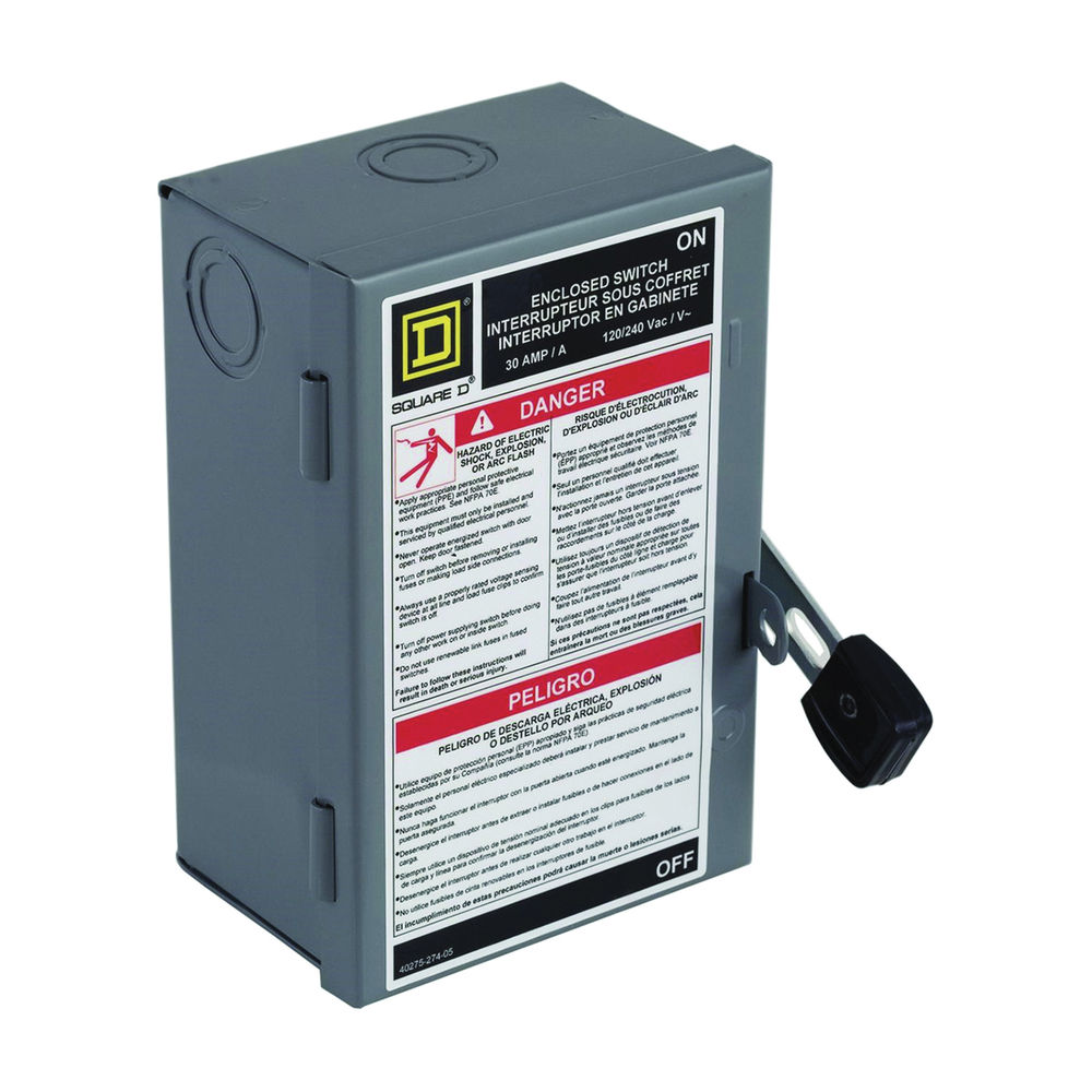 Switch Lug In Square D L211N Safety Switch, 2-Pole, 30 A, 240 V, Lug Terminal, DPST ...