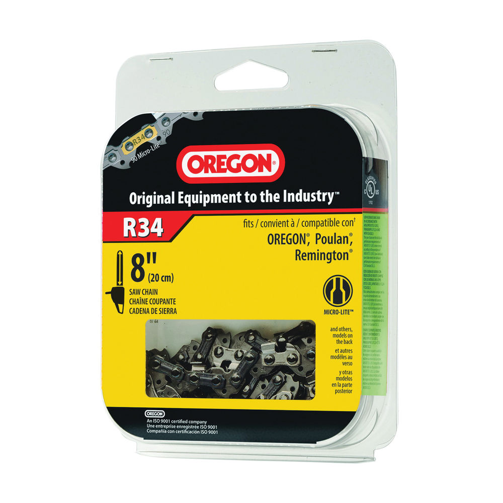 Oregon R34 Chainsaw Chain, 8 in L Bar, 0.043 Gauge, 3/8 in TPI