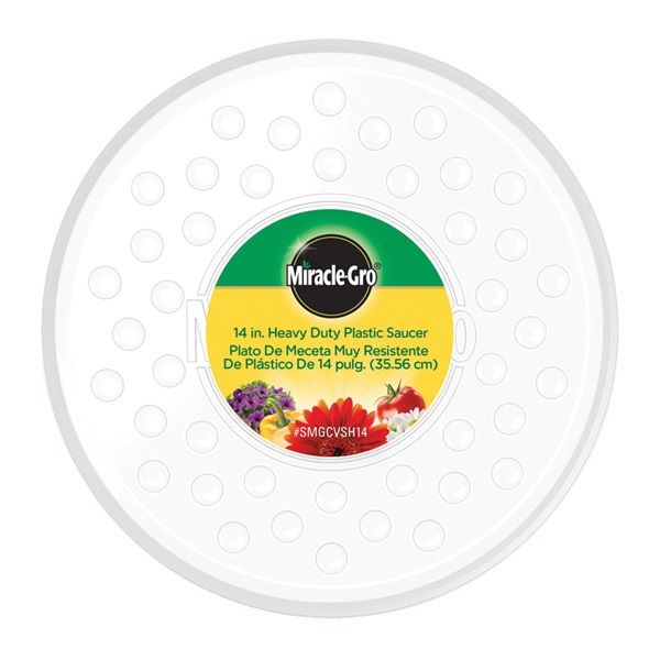 Miracle-Gro SMGCVSH14 Heavy-Duty Saucer, 14 in Dia, Plastic, Clear at  Norfolk Hardware & Home Center | Plant Saucers