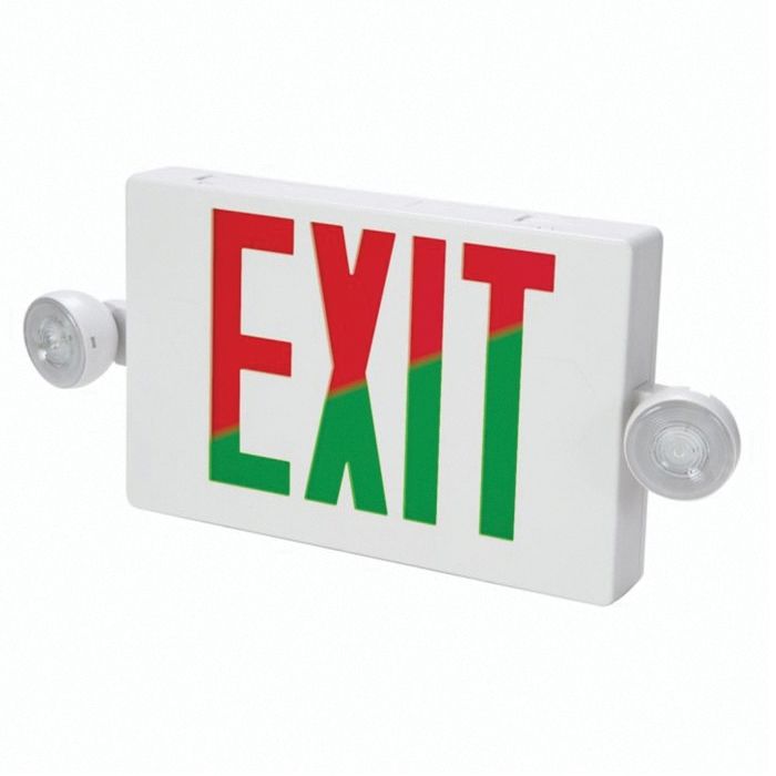 Sure-Lites APC7RG Exit Light, 16-9/16 in OAW, 8-1/4 in OAH, 120