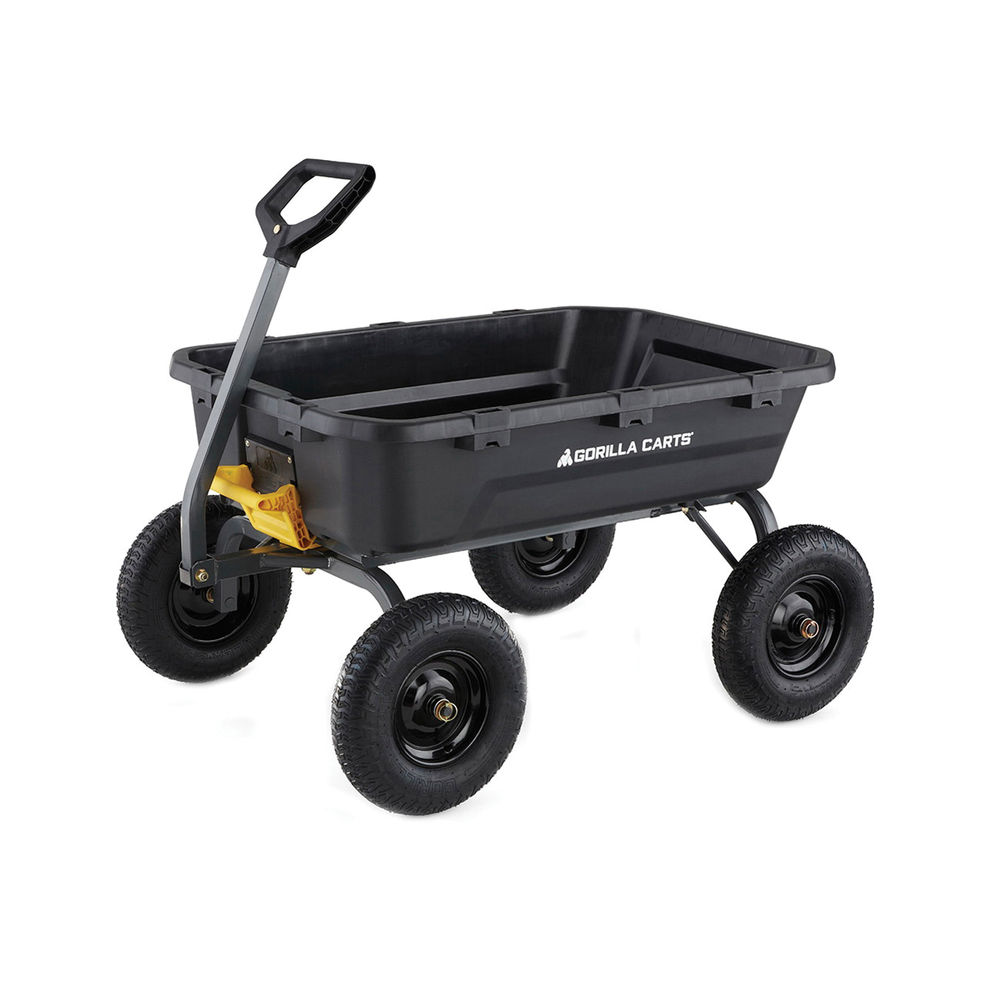 Gorilla Carts GCG-12 Yard Dump Cart, 1600 lb, 4-Wheel, 16 in Wheel ...