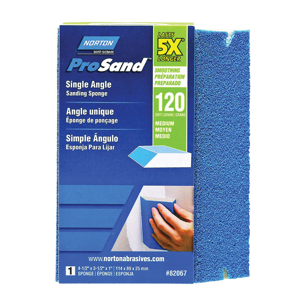 Norton ProSand 82067 Sanding Sponge, 4-1/2 in L, 3-1/2 in W, 120