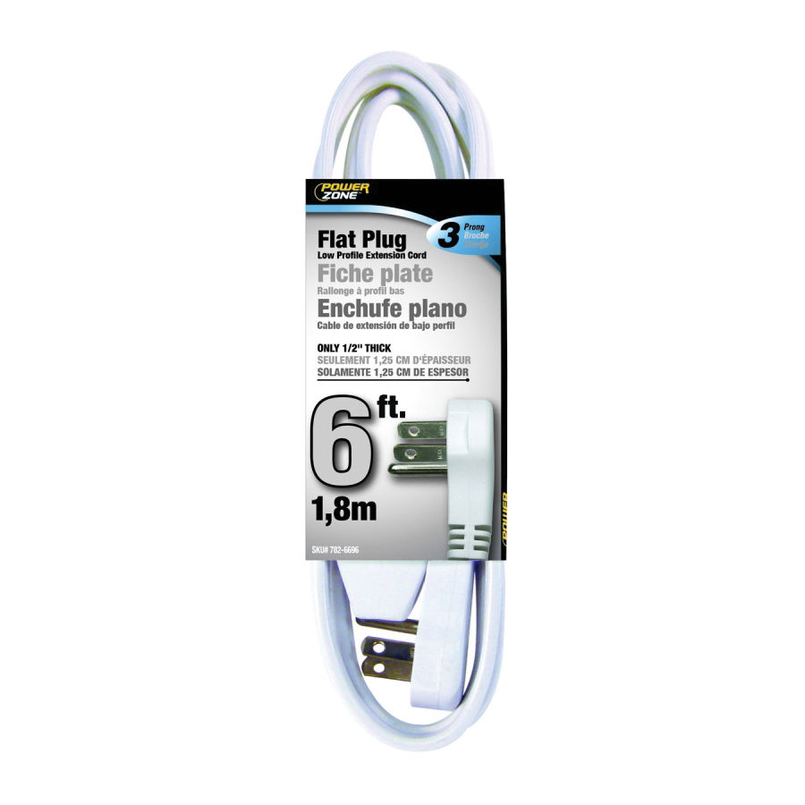 PowerZone OR930606 Extension Cord, 16 AWG Cable, 6 ft L, 125 V